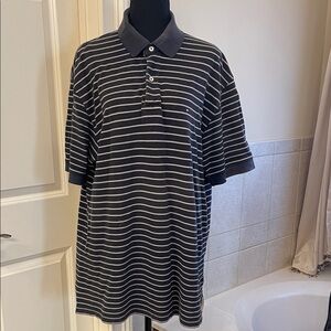 Tommy Hilfiger Men's Striped Polo Shirt - Black and tan